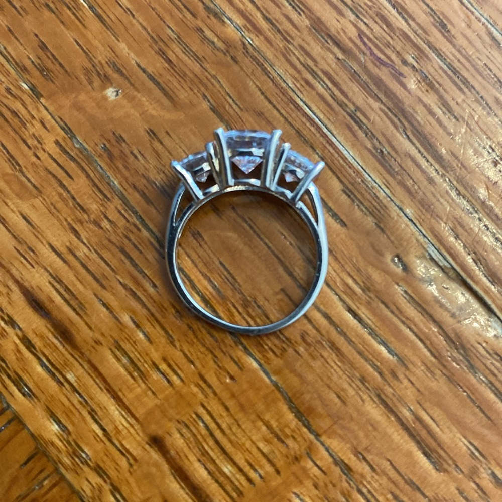 Diamanté Sterling 3-stone engagement ring